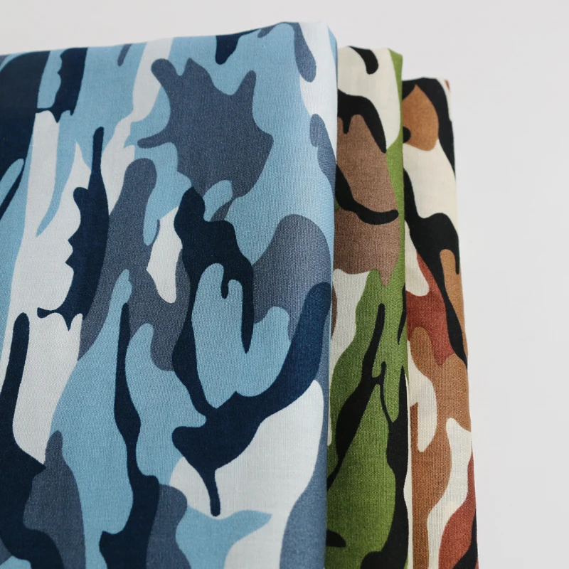 1 meter X 1.47 meter Army Green Brown Blue Camo Patterned Cotton Material Fabrics Camouflage Poplin