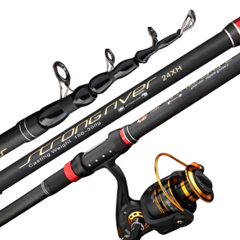 Carbon telescopic spinning carp fishing rod 1.8-3.6m sea rod M powerful throw feeder lure rod casting pole