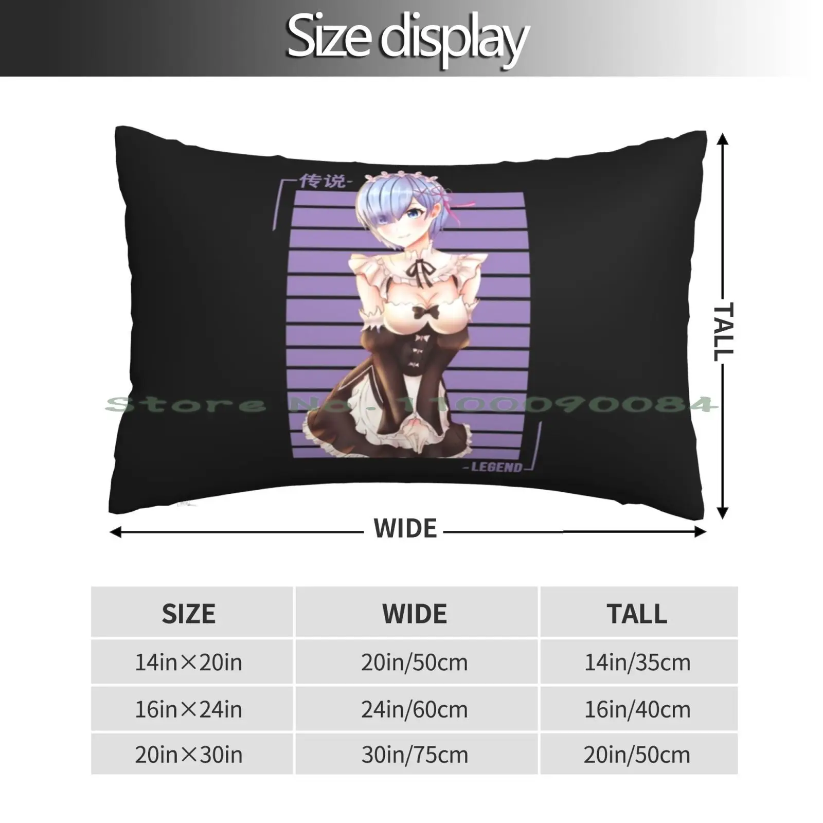 Re Zero Rem ( High Quality ) Pillow Case 20x30 50*75 Sofa Bedroom Karmann Ghia Type 55 Audrey Hepburn Kg Long Rectangle