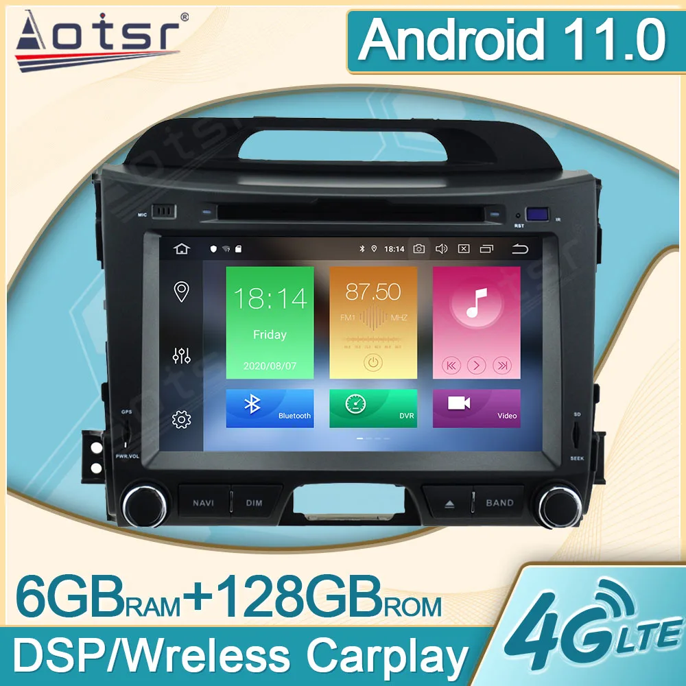 

6+128G Android 11.0 Multimedia Car Radio Player For KIA Sportage 2010 2011 - 2016 GPS Navi Video Carplay DVD Head Unit DPS 2Din