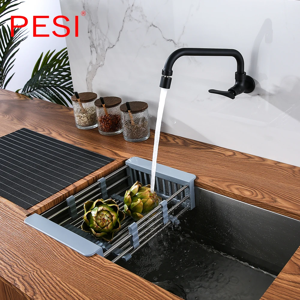 Kitchen Sink Drain Rack Creative Silica Gel Drainage Rack Tableware Drying Stainless Steel Tube Holder Foldable Flume Fittings