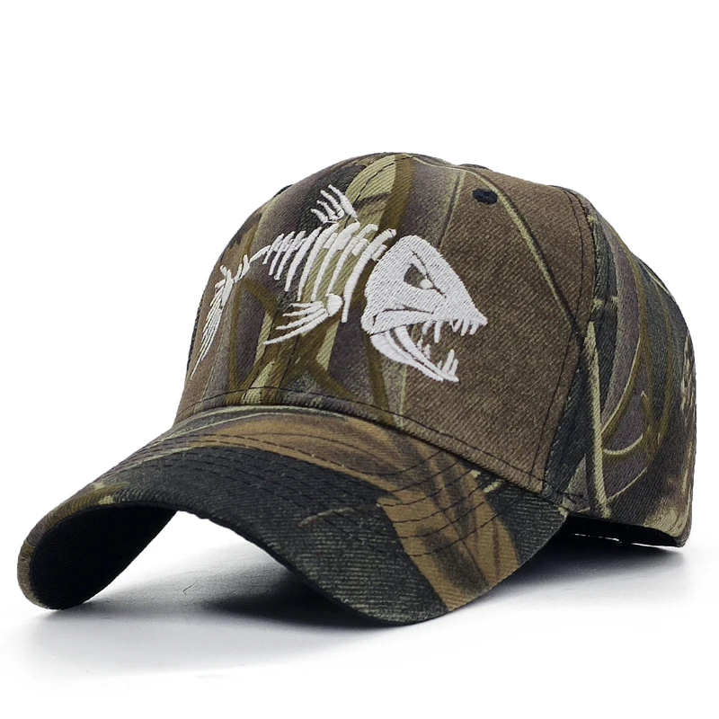 Luminous Embroidery Fish Fishing Men Baseball Cap Camouflage Hunting Mens Caps Outdoor Sports Sun Hat Casual Bone Casquette