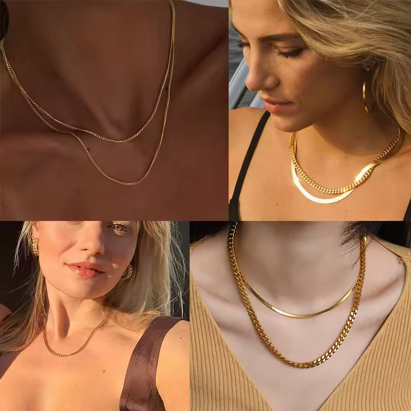 Vnox Cuban Chain Necklace for Men Women,Basic Punk Stainless Steel Curb Link Chain Chokers,Vintage Gold Color Solid Metal Collar - Image 4