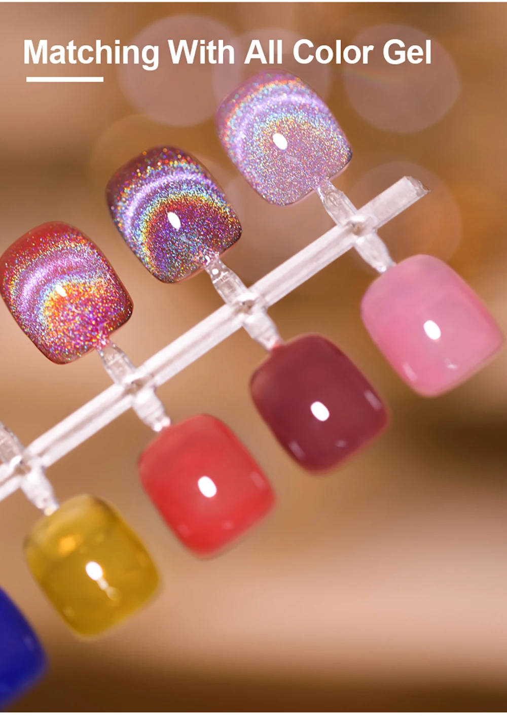 Vendeeni 15ml Universeller Regenbogen-Katzenaugen-Gel-Nagellack Laser-Glitzer Magnetischer Gel-Lack Kann mit Jeder Grundfarbe Kombiniert Werden – Detail 5