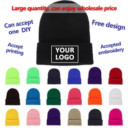 DIY diseño de personalidad logotipo personalizado Otoño Invierno Color sólido sombreros de punto Skullies gorros para niños equipo tejido Hip Hop sombreros