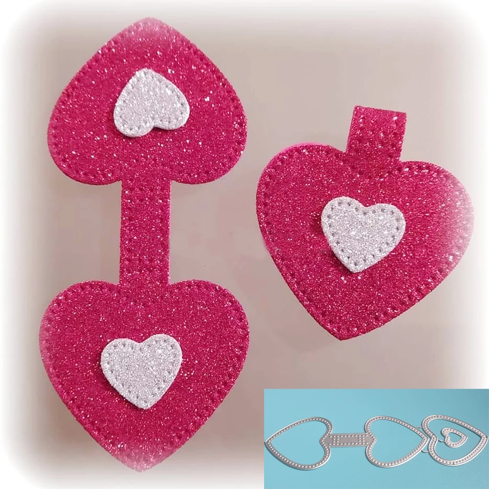 New heart-shaped key chain pendant metal cutting die scrapbook decoration relief photo album decoration card DIY handicrafts