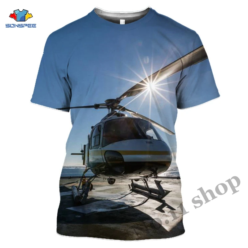 Helicopter T-shirts Harajuku 3D print Men Women Clothes Hip Hop T Shirts Aircraft Short Sleeve Plane Streetwear Harajuku Tops