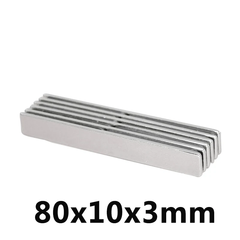 

1/2/3pcs 80x10x3mm Strong Quadrate Neodymium Magnet N35 Powerful NdFeB Longer Magnets Block Rare Earth Magnets 80*10*3mm