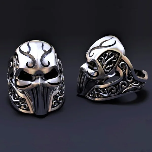 Gothic Style Facial Makeup Skull Rings Motorcycle Party Steampunk Cool Biker Metal Men\'s Rings Hip Hop Jewelry