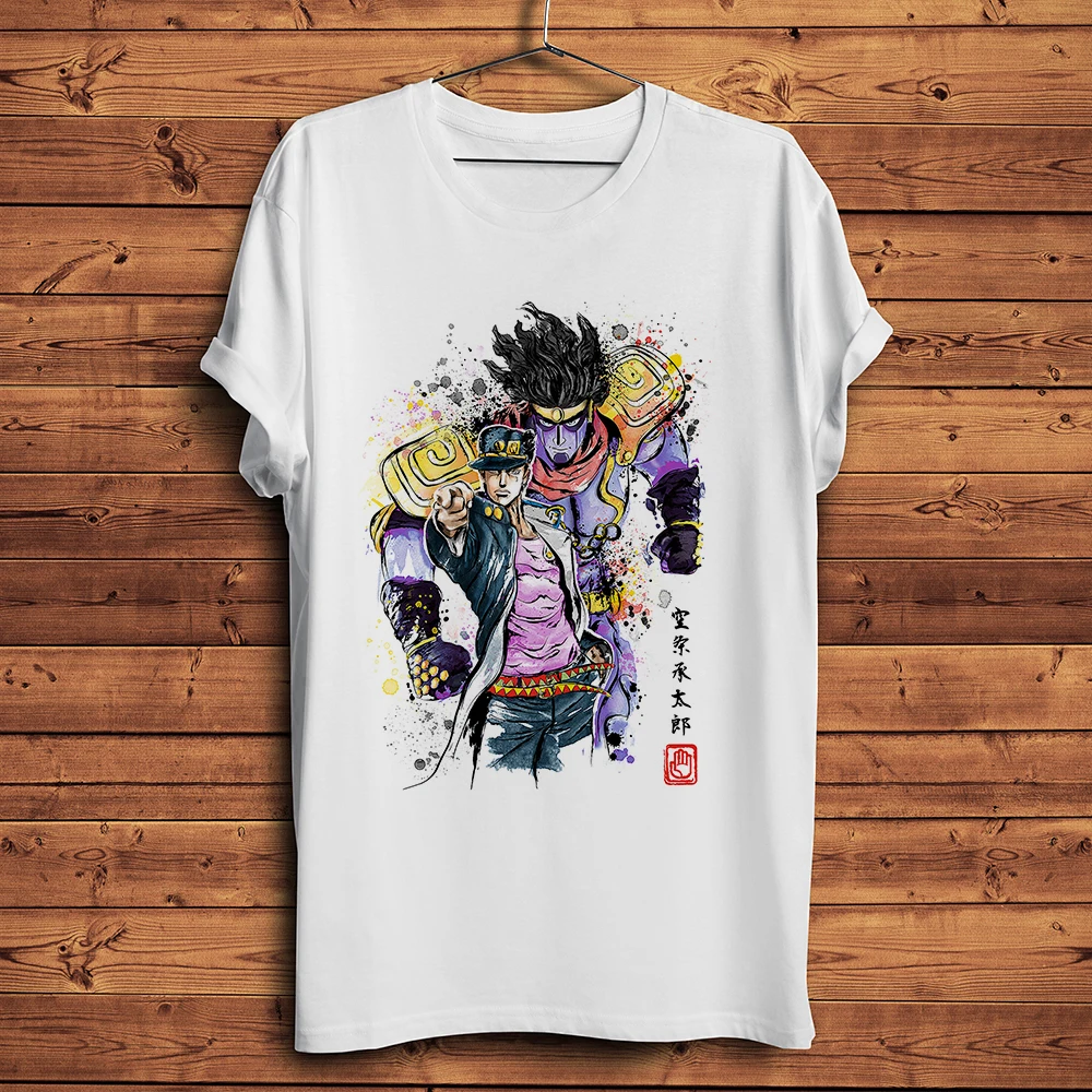 watercolor style, JoJo Adventure,Kujo Jotaro Jolyne Cujoh Giorno Giovanna,funny anime t-shirt ,men white casual tshirt unisex