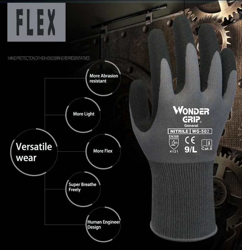 Work Glove Gray Spandex Foam Nitrile Landscaping Glove 12 Pair Maxi High Flex Anti Grip Abrasion Resistant Garden Safety