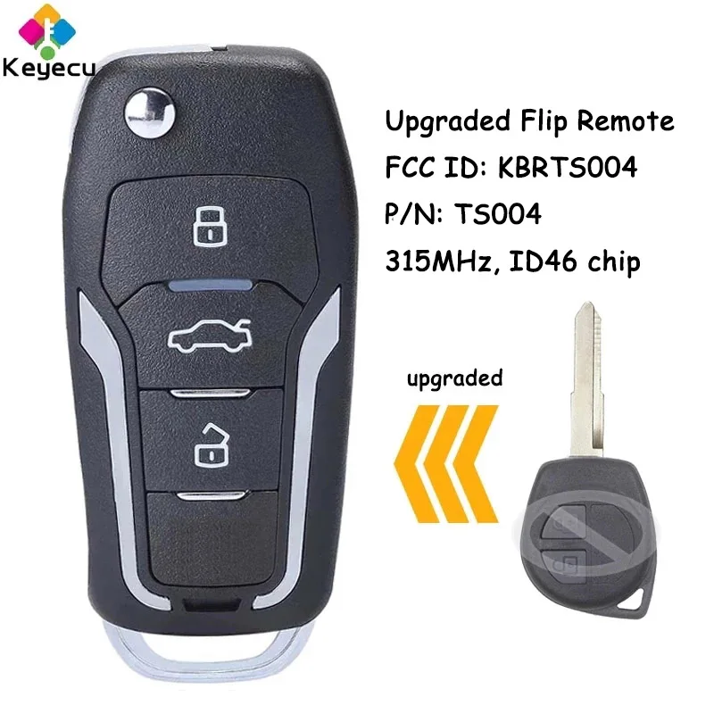 

KEYECU Upgraded Flip Remote Car Key With 315MHz ID46 Chip for Suzuki Swift SX4 New Alto Vitara Ignis Jimny Fob KBRTS004 TS004