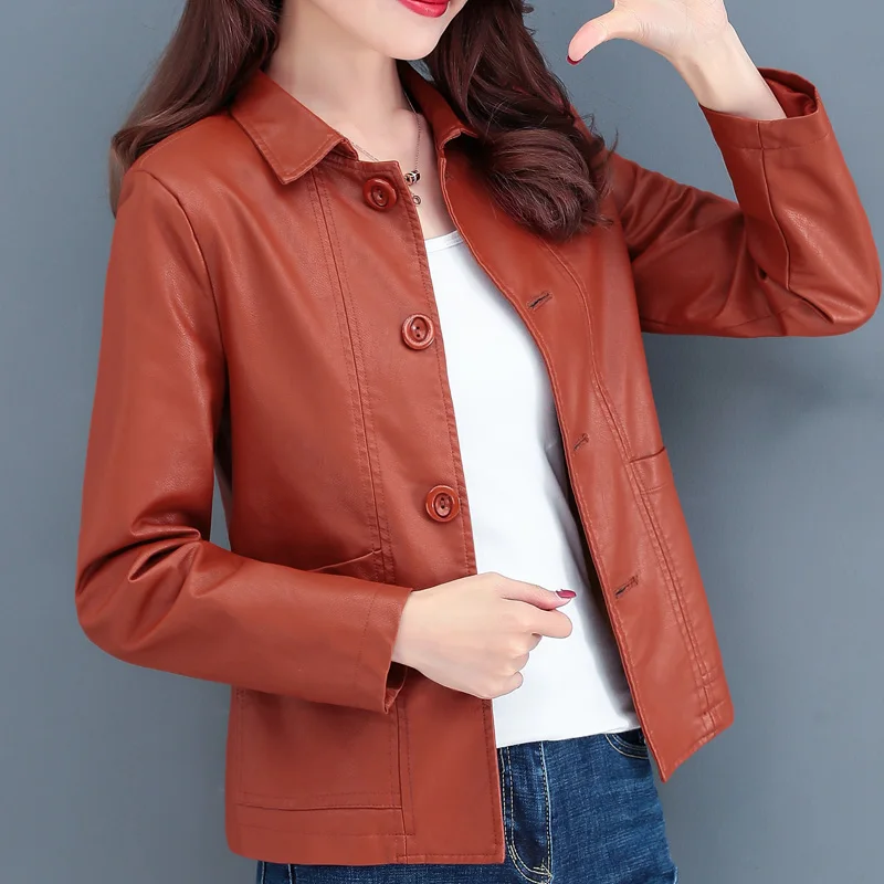 size 4XL coat female autumn winter wild 2022 spring new PU leather coats plus velvet women small fragrance wind jacket overcoat