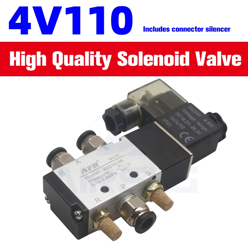 12V 24V 110V 220V 4V110-06 air valve Single Coil 2 Position 5 Way Pneumatic valve Air Solenoid Valve electric valve magnet valve