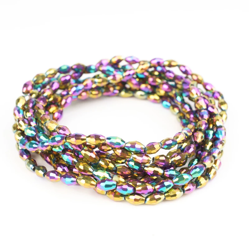 3-5mm Faceted Czech Glass Beads Colorful Metallic Crystal Oval Shape Spacer Loose Beads DIY Making Jewelry Bracelet Necklace