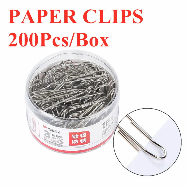 M & G 200 Pcs/barrel Neue Silber runde Papier Clips Metall Clips Memo Clip Lesezeichen Stationäre Büro Zubehör schule Liefert