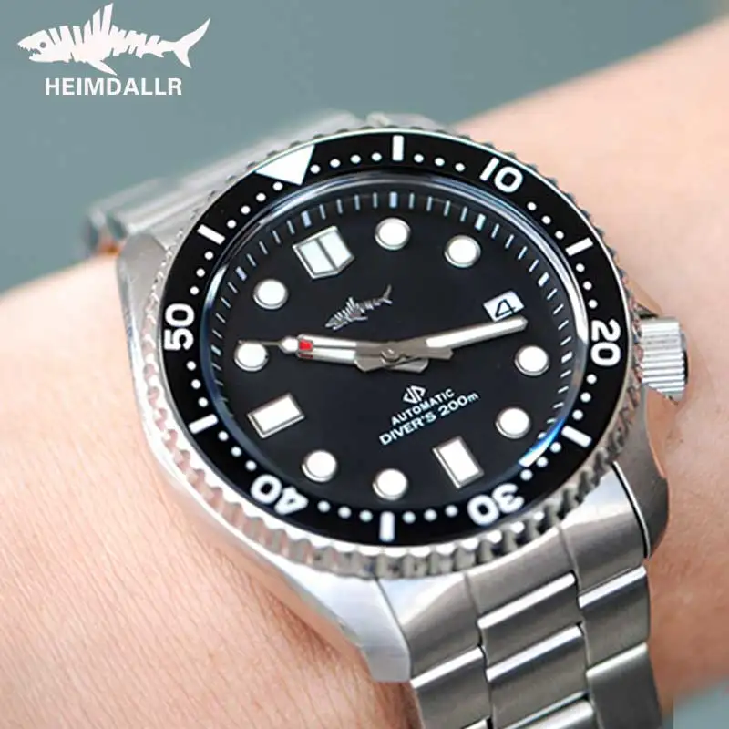 HEIMDALLR SKX007 Automatic Wristwatches NH35 Mechanical Watch Sapphire Ceramic Bezel 200M Water Resistance Luminous Diver Watch