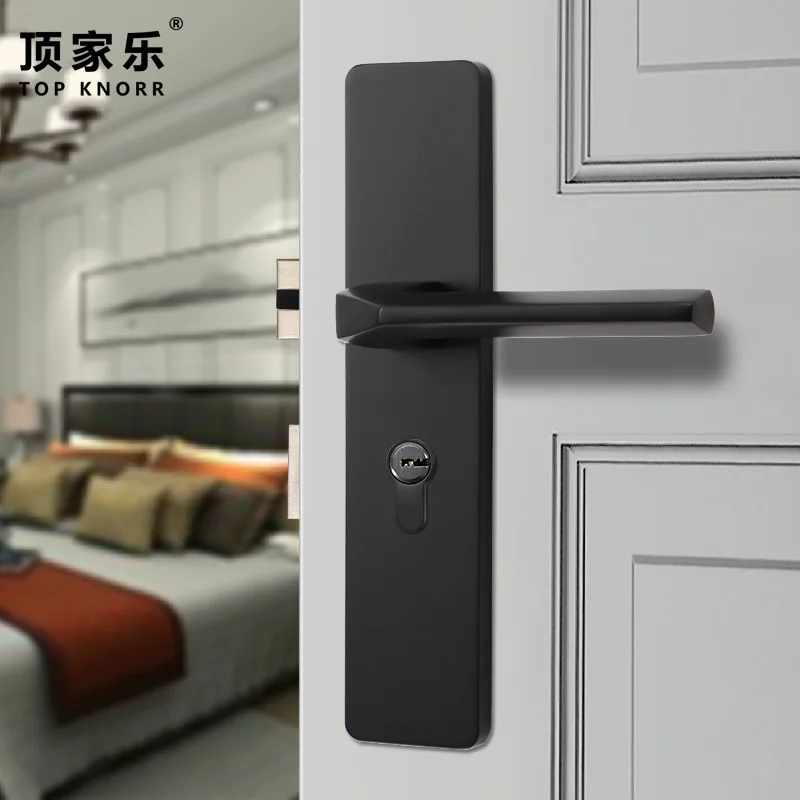 

Zinc alloy door handle door lock European style bedroom living room door handle lock + 3 hinges + 1 door suction, hardware door