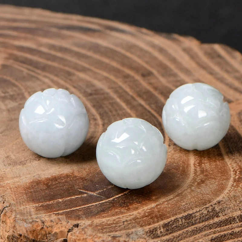 5A Natural Jade Jadeite Lotus Crystal Single Bead DIY Jewelry Making