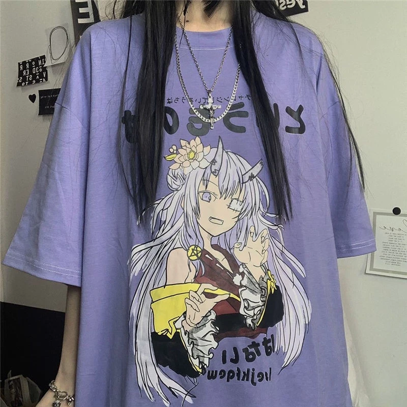 

Sweet Punk T-shirt Women Summer 2020 Korean Japanese Harajuku Style Hot Anime Print Loose Student Short Sleeve Shirt