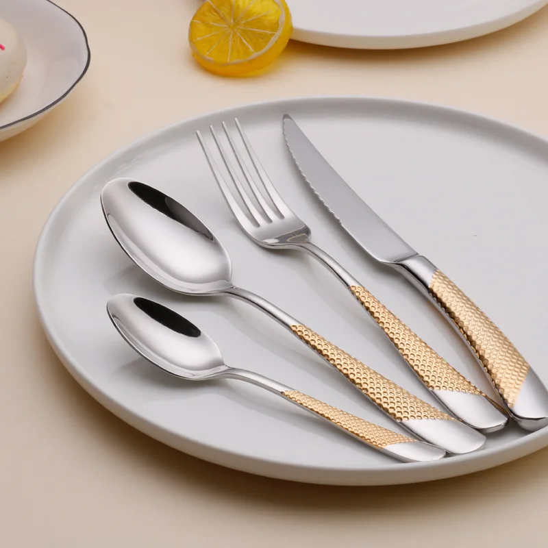 Kitchen Tableware Cutlery Set Silver Cutlery Set Stainless Steel Luxury Dinnerware Fork Spoon Knife Western Dinner Set Gold