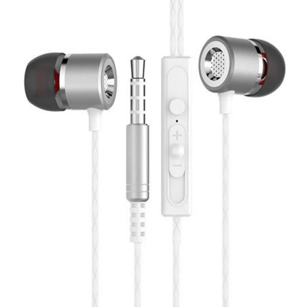 Metal Stereo Surround Bass 3.5mm Jack wired earphone With Clear Microphone Ear Buds For iPhone Sumsung Headset