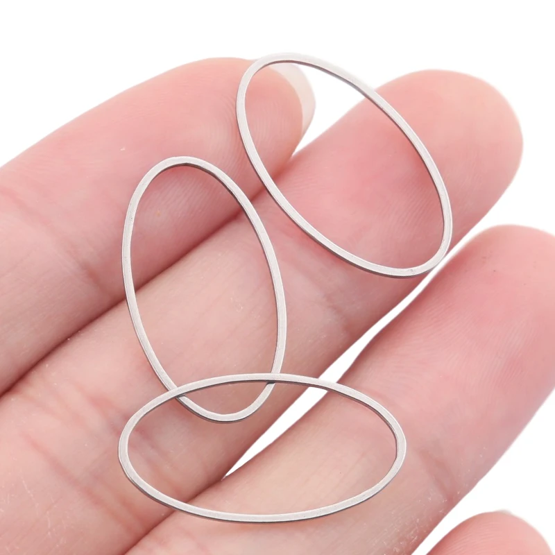 

20Pcs Stainless Steel Oval Circle Frame Earring Charms Ear Hooks Connectors Diy For Jewelry Findings Earring Making Supplies