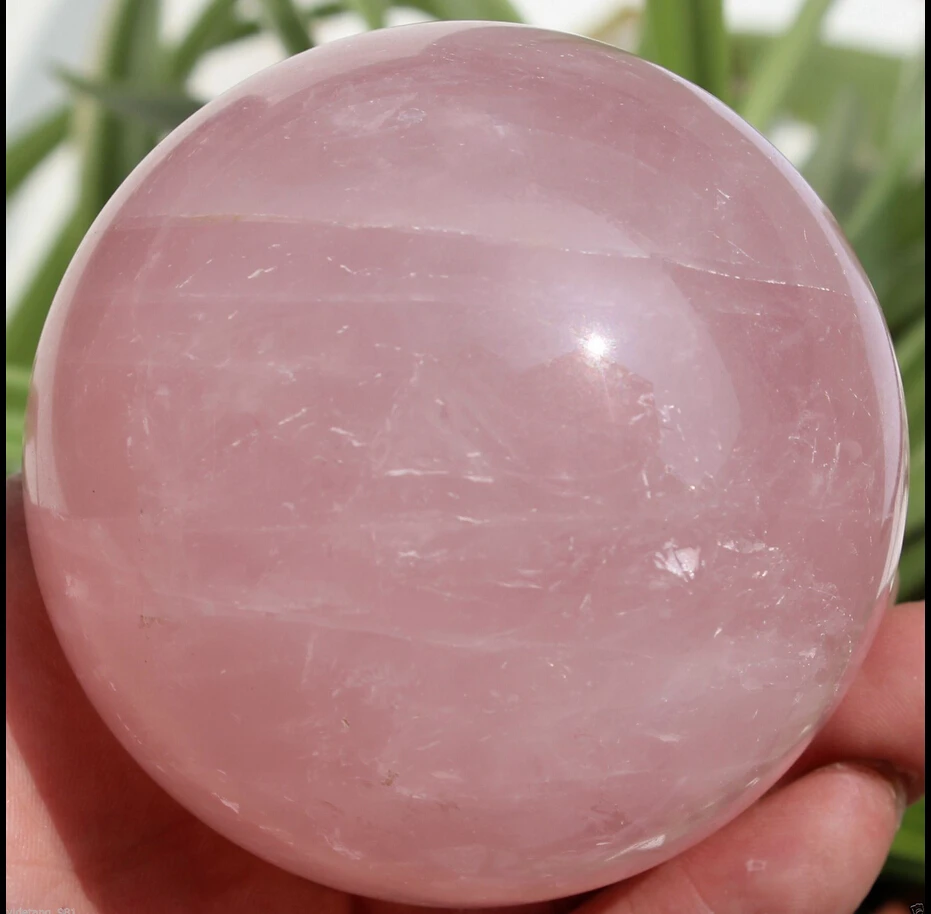 Skull Carving rainbows Natural Pink Rose Quartz Magic Crystal Healing Ball Sphere 110MM Geode Sphere Ball from Brazil + STAND