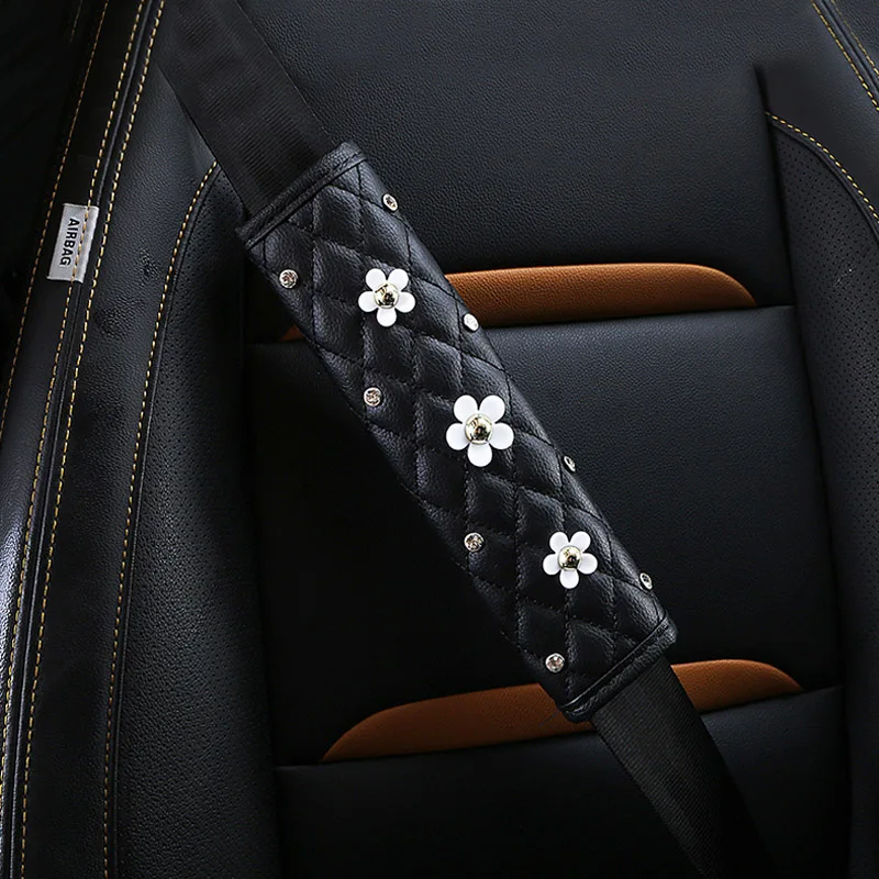 

Crystal Diamond PU Leather Car Seat Belt Covers Shoulder Pads Protection Cushion Universal Safety Belts Cover Auto Accessories