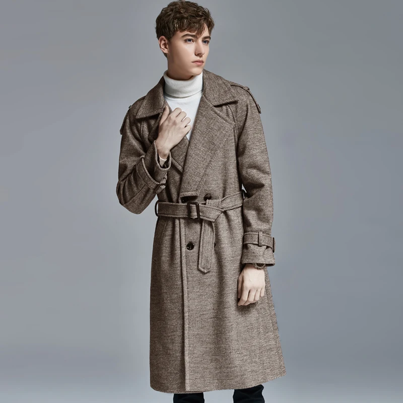 

New Long Wool Men Trench Luxury Autumn And Winter Double Breasted Mens Jackets And Coats Plus Size 6xl Slim Fit Male Coats