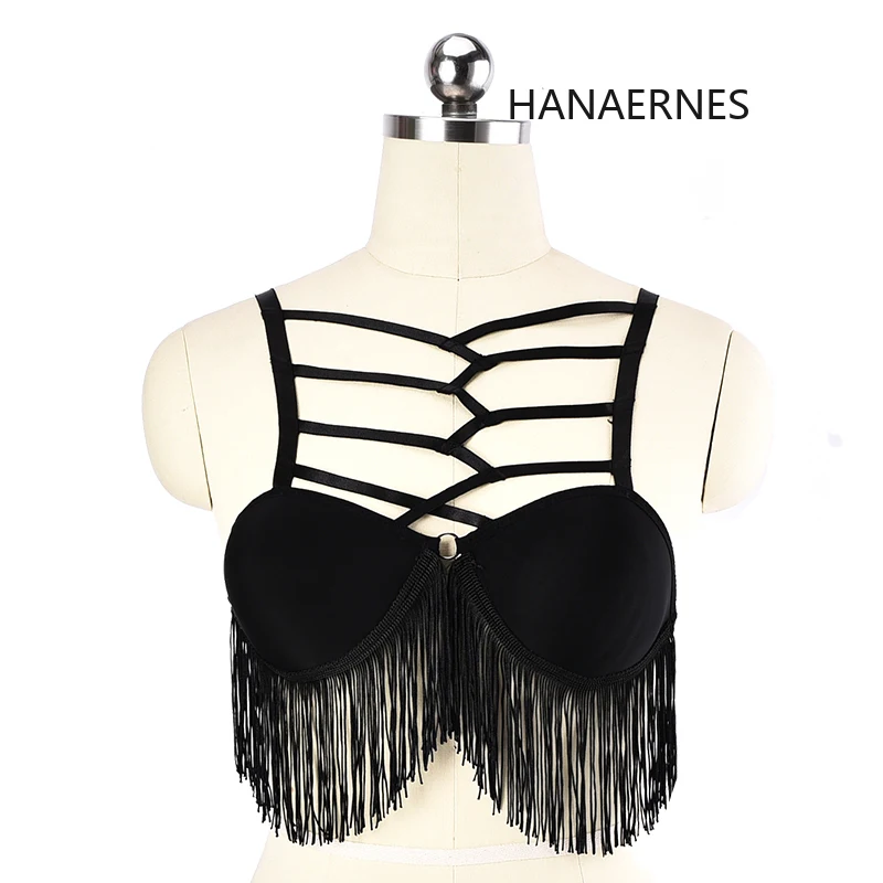 Hanaernes sexy preto borla, bondage corporal para mulheres, lingerie erótica sexy, traje fetiches, anjo, máscara com capuz