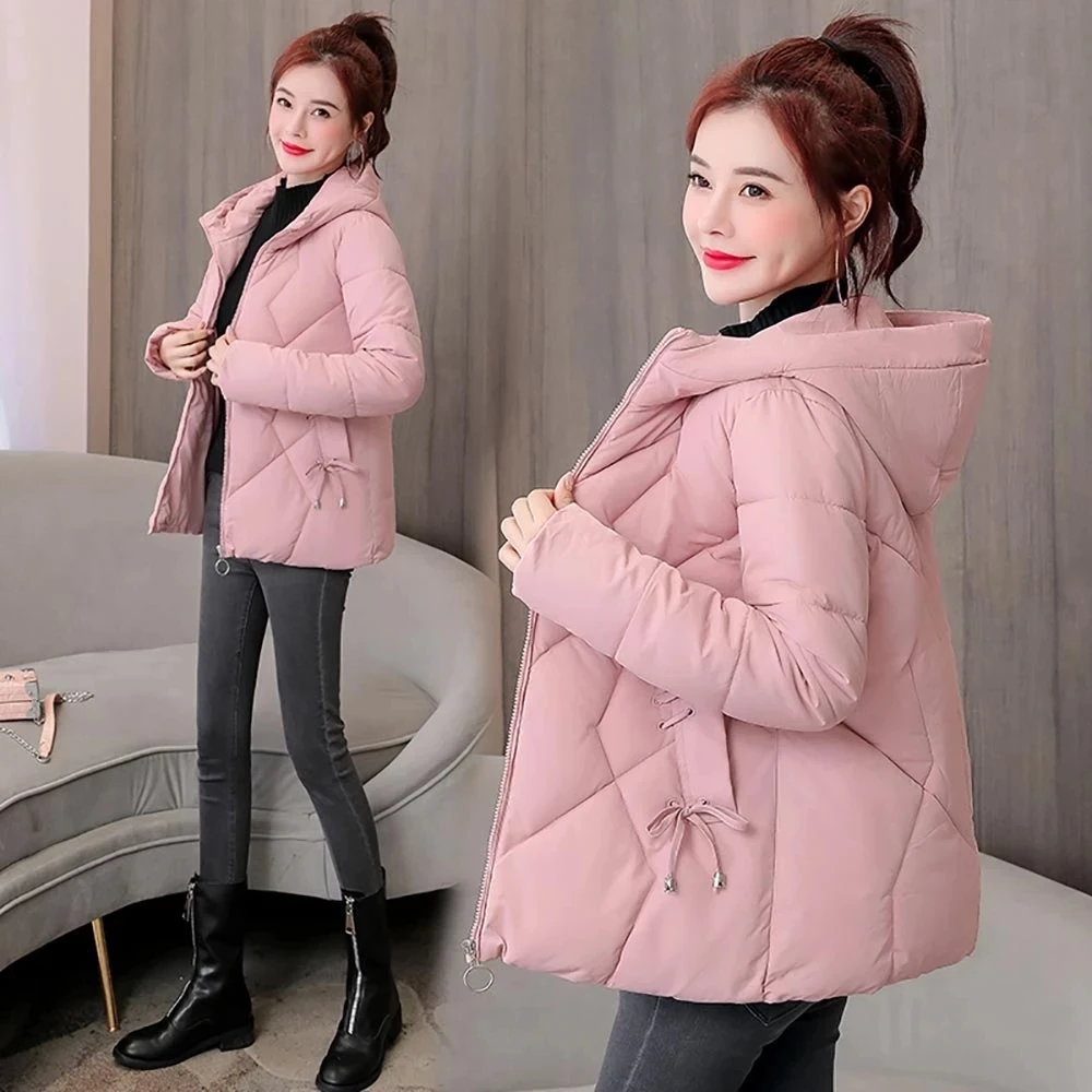 

Female Down Cotton-padded Short Coat Basic Jacket Women Women Winter Jacket Slim Parkas Patchwork Thickening Warm Coat Hooded