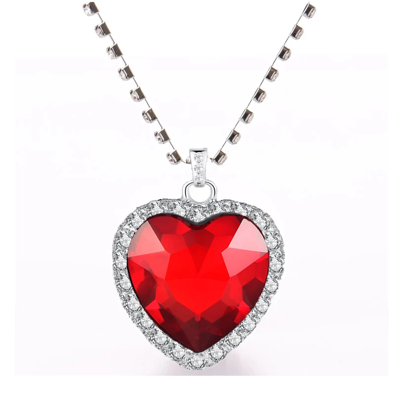 Exquisite Heart Pendant Necklace for Women Titanic Heart of Ocean Blue Heart 