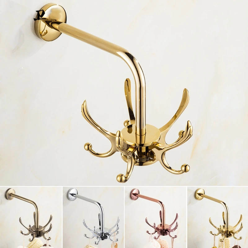 1pc European-style Creative Bedroom Hook Hanger Wall Hanging Non-floor Coat Rack Coat Hook Rotatable