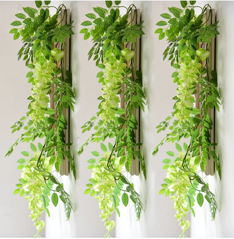 180 cm gefälschte Efeu Glyzinien Blumen künstliche Pflanze Rebe Girlande für Zimmer Gartendekorationen Hochzeit Bogen Babyparty Blumendekor – Detail 4