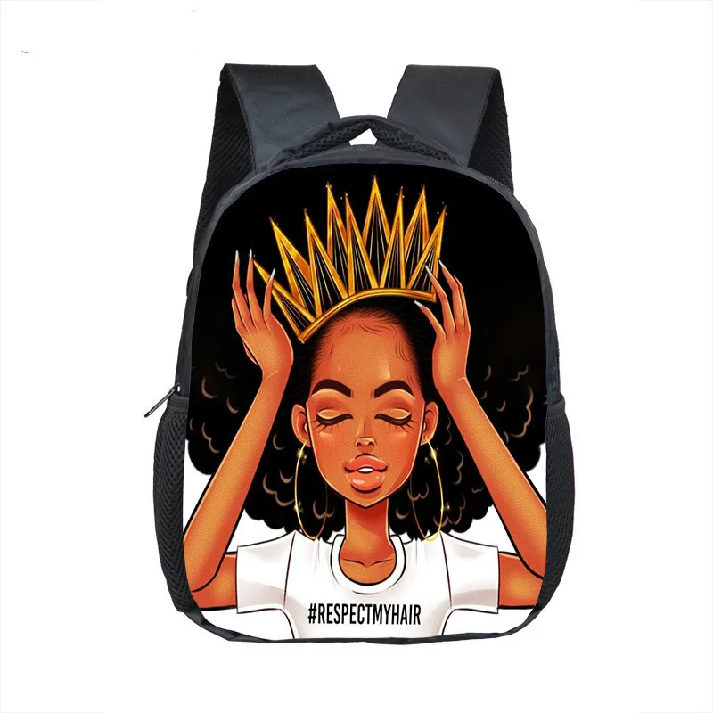 12 Polegada Crianças Mochila Menina Afro Marrom Beleza Meninas Sacos de Escola Do Jardim de Infância Mochilas Crianças Mochila Da Criança Do Bebê