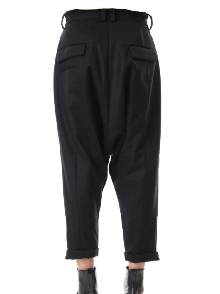 

Nine-Cent Hareon Pants Loose Tapered Black High-Waisted Trousers British-Style Oversized Slacks For Spring And Autumn