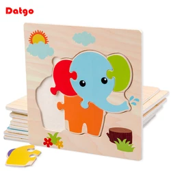 Baby Wooden 3D Puzzles Tangram Shapes Learning Educational Cartoon Animal Intelligence Jigsaw Toys For Children Gift