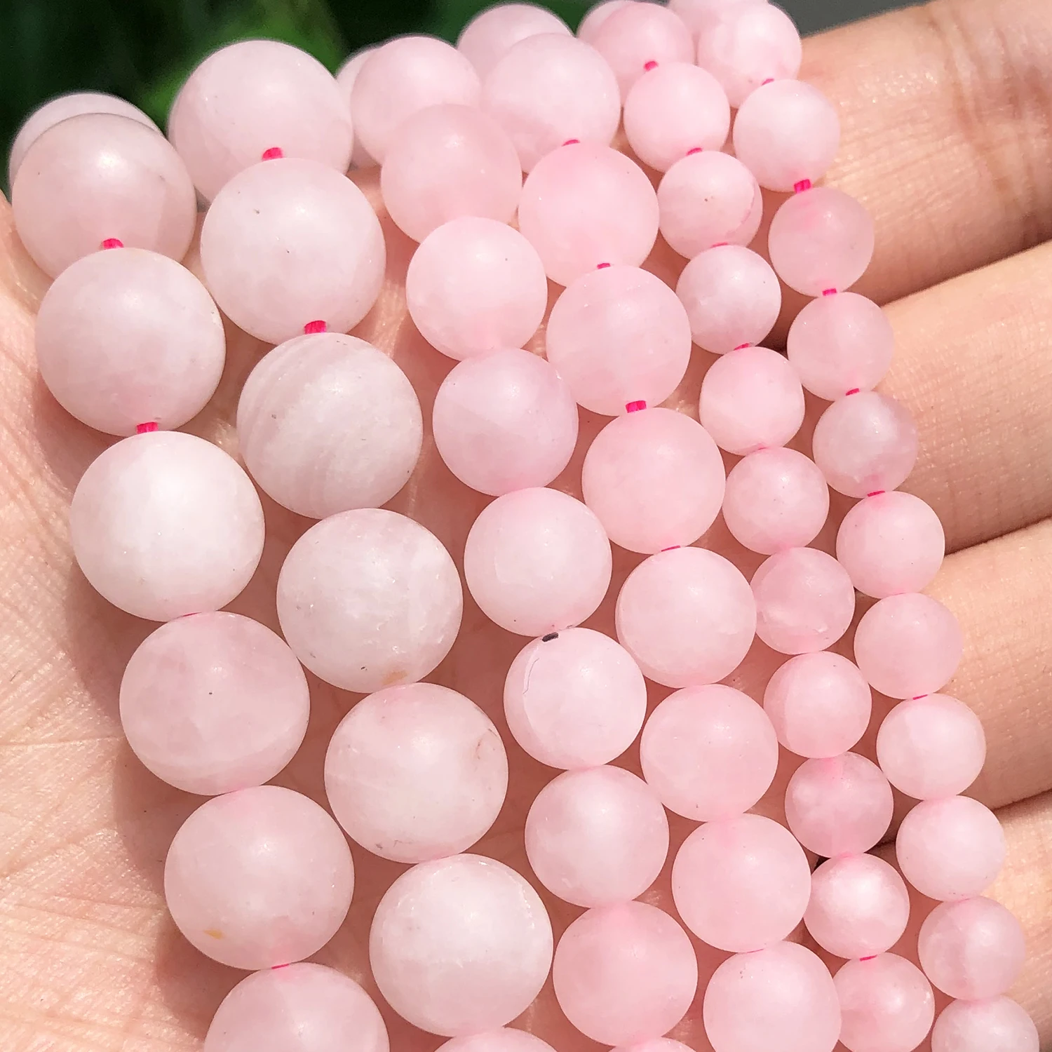 Natural Matte Pink Quartz Stone Dull Polished Loose Round Beads for Jewelry DIY Bracelet Earrings Accessories 15'' 4 6 8 10mm