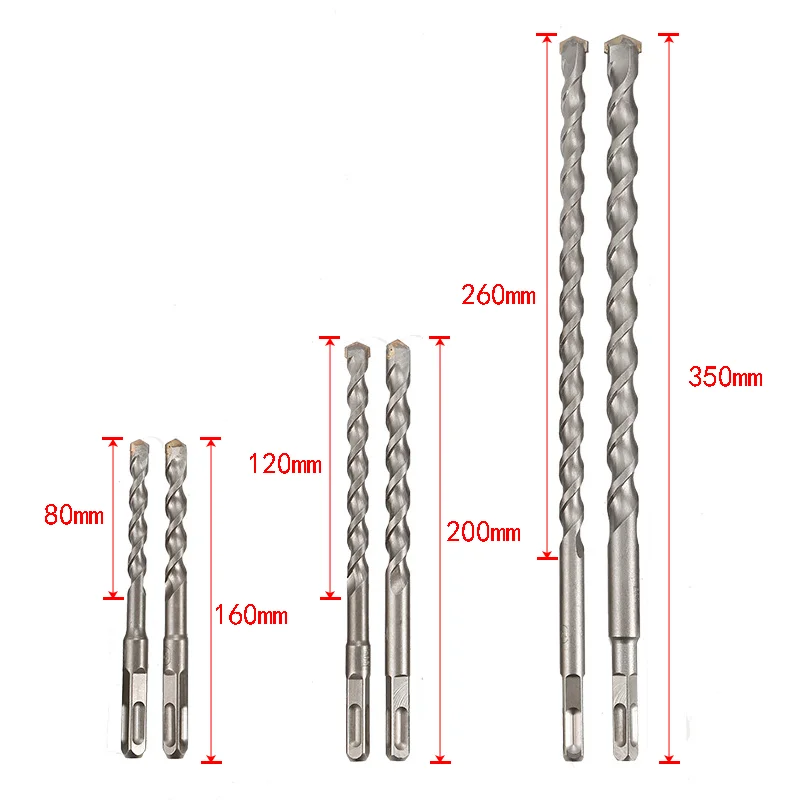 160 200 350mm tungsten steel alloy concrete drill bit with SDS PLUS round and square handle 5-25 30mm for penetrating the wall