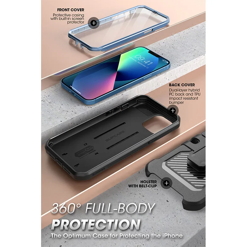 SUPCASE для iPhone 13 Mini, чехол 5,4 дюйма (2021) UB Pro, полноразмерный прочный Чехол со встроенным защитным экраном и подставкой