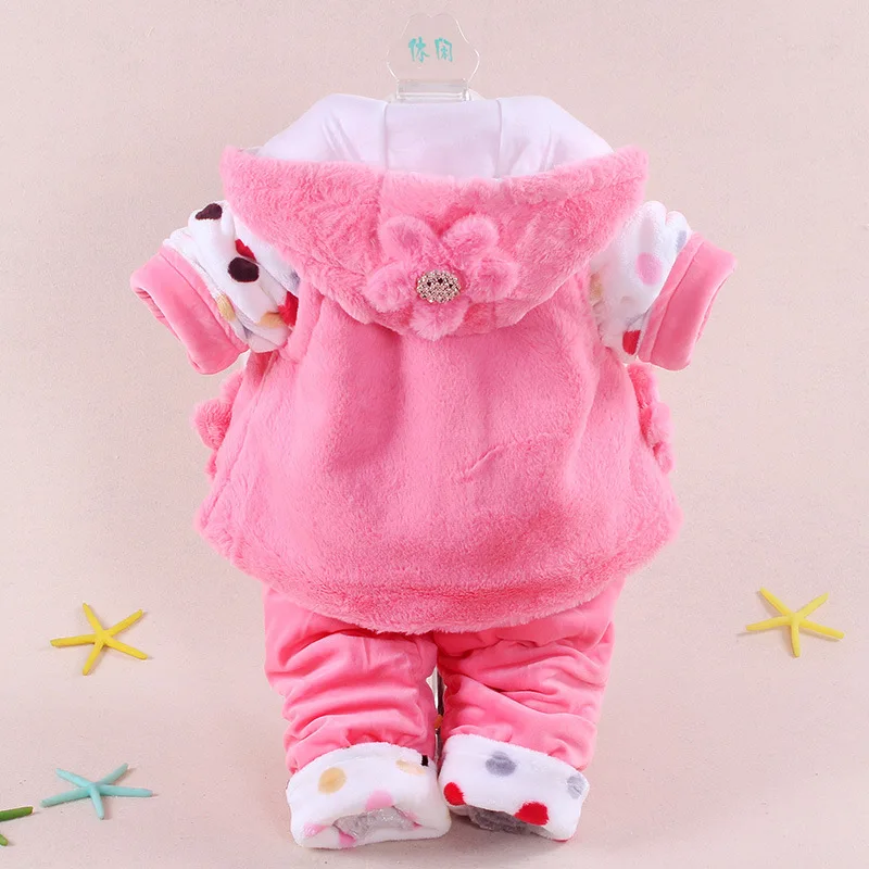 Baby girl lovely cotton-padded jacket suits 3