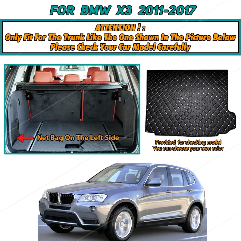 Alas bagasi mobil สำหรับ BMW X3 F25 2011 2012 2013 2014 2015 2016 2017 พรมปูพื้นสัมภาระภายใน