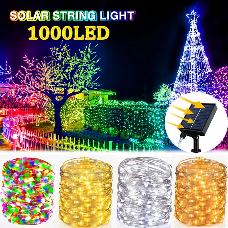 100M 1000 LED Solar String Lights Outdoor Lamp Fairy Lights Waterproof Decoration for Patio Yard Garden Holiday Wedding Party