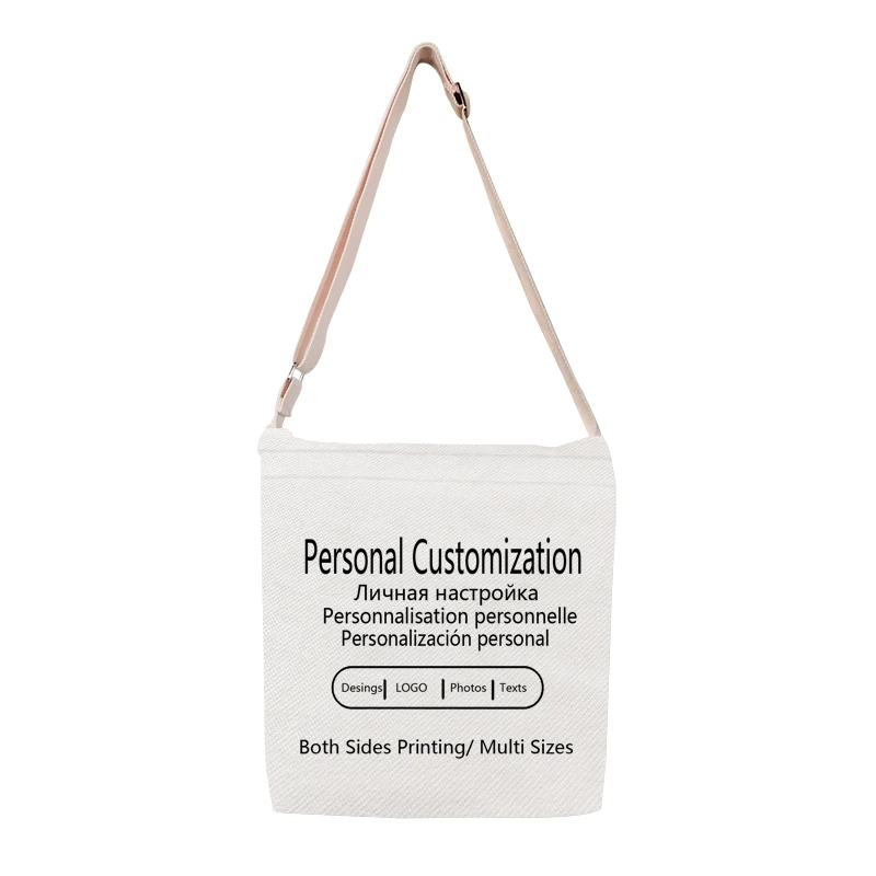 

Custom Tote Handbag Add Your Text Print Crossbody Shoulder Bag Zipper Unisex Fashion Travel Outdoor Canvas Bags