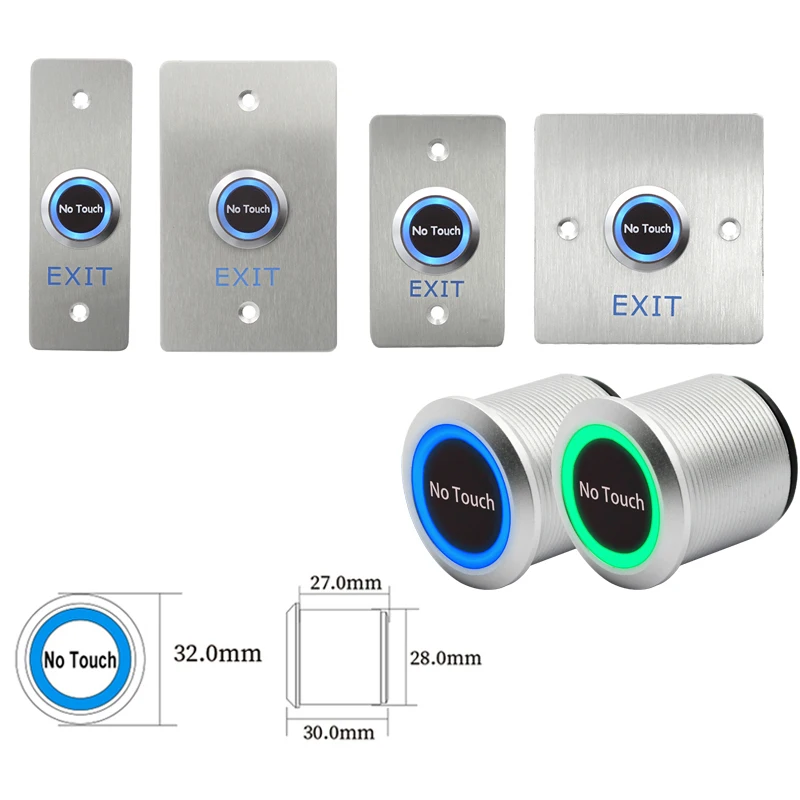 New IP68 Waterproof Infrared Sensor Switch No Touch Contactless Switches 304 Stainless Steel Door Release Exit Button With LED