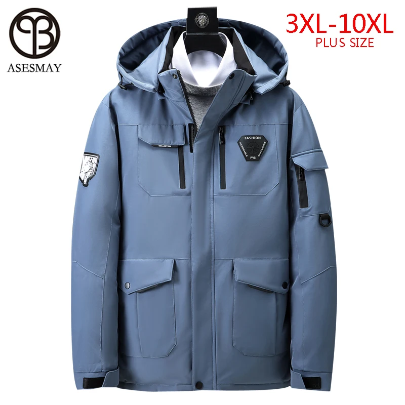 

Asesmay 2020 winter new high quality thick warm men's long hooded cotton coat jacket brand clothing loose Parka Plus size 10XL