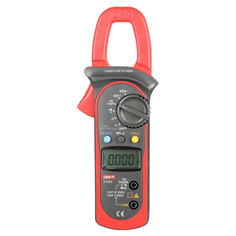 UNI-T UT203 400A AC DC Digital Clamp Meter Resistance,Frequency Test Duty Cycle Relative Measurement Digital Hold Auto Shutdow