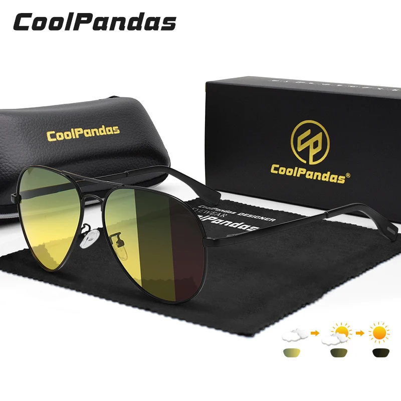 CoolPandas 2023 Sunglaases Men Women Photochromic Polarized Sunglasses Gradient Lens UV400 Day Night Vision Sun Glasses Driving