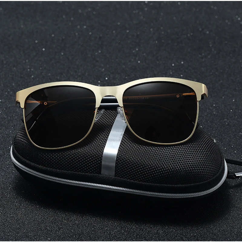 FEISHINI Small Stainless Steel Sunglasses Men Polarized Fashion TR90 Stretch legs do not pinch your face Glasses Female Luxury